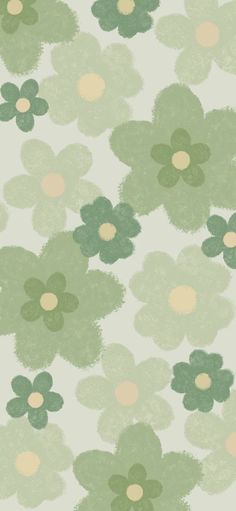 an abstract floral wallpaper with green and beige flowers