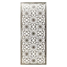 an intricate metal screen is shown against a white background, with the design on it's side