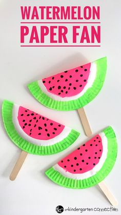 paper plate watermelon popsicles on a white background with text overlay that says,