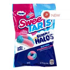 Wholesale Sweetarts Blue Punch Strawberries & Cream Gummy Halos Peg Bag-12ct Case Bulk Blue Punch, Sanding Sugar, Salad Toppers, Peg Bag, Butter Cheese, Prepared Food, Strawberries And Cream, Fish And Seafood, Baking Ingredients