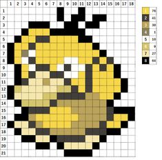 a cross stitch pattern with a yellow and black face