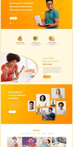 an orange and yellow website design