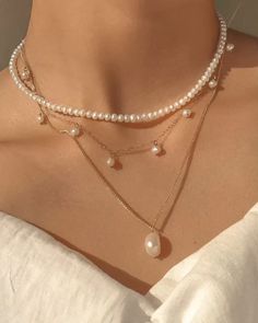 #pearls Delicate White Choker Necklace, Adjustable Minimalist Layered Choker Necklace, Minimalist White Necklaces For Party, White Minimalist Necklace For Party, Minimalist White Necklace For Party, Elegant White Choker With Clavicle Chain, Chic Handmade Choker As Gift, White Pearl Choker With Delicate Chain, Chic Handmade Choker For Gift