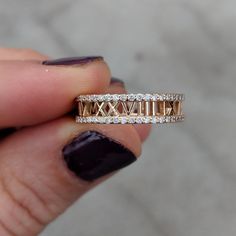 Diamond Eternity Roman Numeral Ring Solid 14k 18k Rose | Etsy Luxury Rose Gold Eternity Band For Anniversary, Luxury 14k Rose Gold Eternity Band, Wedding Rings With Diamonds, Roman Numeral Ring, Goddess Jewelry, Full Eternity Ring, Anniversary Dates, Roman Numeral, Eternity Band Diamond