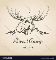 a moose head with the words forest camp on it