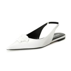 Versace Women's White Medusa Leather Sandals Sling Back Shoes Us 6.5 It 36.5 Product Details Retail Value: $820.00 This Is Authentic Versace Women's White Medusa Leather Sandals Sling Back Shoes Sku: Shoes-6456 Country/Region Of Manufacture Italy Material: 100% Leather Model: 1003209 Dvt2p 1w040 Designer Closed Toe Slingback Pumps For Summer, Designer Open Toe Calf Leather Slingback Pumps, Designer Calf Leather Open Toe Slingback Pumps, Luxury Flat Heel Slingback Pumps With Leather Sole, Luxury Calf Leather Pointed Toe Slingback Sandals, White Leather Flat Slingback Pumps, Designer Closed Toe Slingback Pumps For Spring, Luxury Flat Heel Slingback Pumps With Strap, Luxury Leather Slingback Pumps With Flat Heel