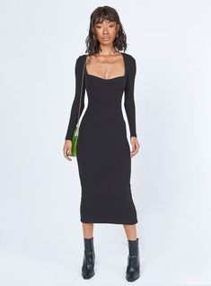 Nolan Midi Dress Black Tall Stylish Midi Dress, Vegas Dresses, Eve Dresses, Eve Outfit, New Years Eve Dresses, Dress Slim, Midi Dress Black, Holiday Party Dresses, Long Black Dress