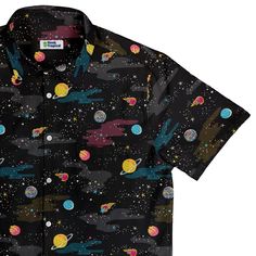 A Starry Galaxy Outer Space Button Up Shirt | Geek Tropical Spacecore Outfits, Soft Boy Aesthetic, Space Outfit, Amy Brown, Button Shirt Dress, Lost In Space, Custom Buttons, Fly High, In Space