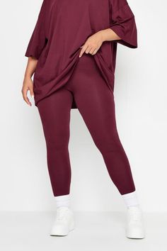 Shop YOURS Curve Wine Red Leggings at Yours Clothing. Discover women’s plus size clothing in sizes 10-36 with fast delivery. Burgundy Leggings Outfit, Burgundy Clothes, Animal Print Dress Casual, Burgundy Dresses, Burgundy Leggings, Clothing Blogs, Stretch Cotton Fabric, Leggings Outfit, Red Leggings