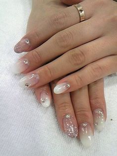 Nail Studs, Bridal Nails Designs, Classy Nail Art, French Ombre, Milky Nails, Japanese Nail, Gothic Nails, Japanese Nail Art, Happy Nails