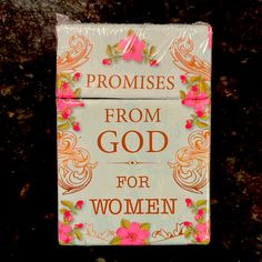 a white box with pink flowers and the words proms from god for women on it