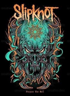 a black shirt with an image of a demon head and the words slipkot on it