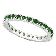 Emerald Eternity Stackable Ring Band 14K White Gold (0.75ct) The Aztecs, Domestic Bliss, Sacred Text, Diamond Bangles Bracelet, Diamond Bangle, Stackable Ring, Womens Wedding Bands, 14k White Gold Ring, Diamond Eternity