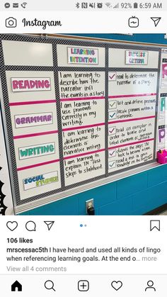 a bulletin board with writing on it in front of an instagram post from instagram com