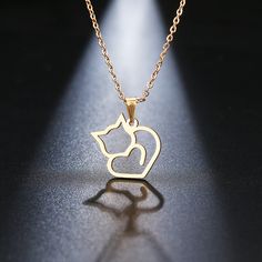 This stainless steel necklace is the perfect gift for yourself or a fellow cat lover. It shows how passionate you are for cats and helps raise awareness for them. Length is 45cm. Rose Gold Cat Design Jewelry For Gift, Rose Gold Cat Design Jewelry Gift, Metal Jewelry With Cat Design For Gift, Metal Cat Design Jewelry As Gift, Cat Design Metal Jewelry As Gift, Valentine's Day Gold Cat Design Jewelry, Valentine's Day Gift Necklace With Cat Design, Valentine's Day Cat Design Necklace Gift, Valentine's Day Gift Cat Design Necklace