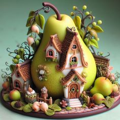 there is a figurine that looks like a pear house