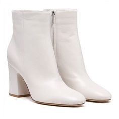 Off White Boots, White Short Boots, White Leather Booties, Short Heel Boots, Real Leather Boots, White Ankle Boots