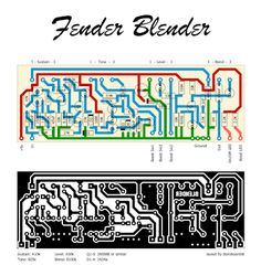 two different colored circuit boards with the words fenderer blender written in black and white