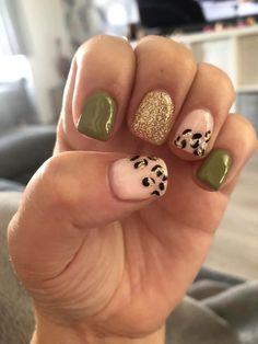 Green Cheetah Print Nails, Olive Green Nail Designs, Toe Polish, Cheetah Nails, Super Cute Nails, Print Nails, Nails Makeup