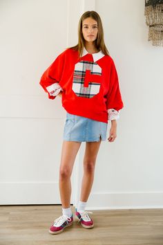 Get festive with our CUSTOM CHRISTMAS LETTER PULLOVER! Available in navy or red with your choice of plaid or tweed custom letter, this pullover is perfect for layering during the holiday season. Show off your Christmas spirit in style! All orders are currently shipping within 14 business days. To receive item quicker, expedited shipping is available at checkout. **All Christmas orders must be placed with expedited shipping to guarantee delivery by Dec. 24 if placed after Dec. 10. All 2-Day/Next Christmas Letter, All Christmas, Christmas Lettering, Custom Letters, Custom Christmas, Christmas Spirit, The Holiday, In Style, Holiday Season