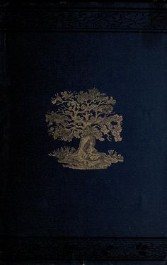 the front cover of an old book with gold foil on green paper, depicting a tree