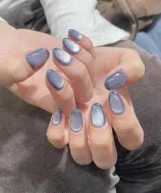 Blue cateye nails aesthetic Hello Nails, Nails Yellow, Stylish Nails Designs, Minimal Nails, Cute Gel Nails