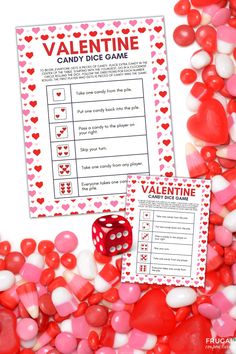 valentine's day candy bar game with red and white candies