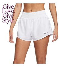 in stock White Compressive Athletic Shorts With Built-in Shorts, White Nylon Athletic Shorts With Built-in Liner, Sporty White 4-way Stretch Shorts, White 4-way Stretch Activewear Shorts, White Nylon Activewear With Built-in Shorts, Womens Activewear, Dri Fit, Mid Rise, White Shorts