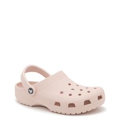 Fall in love with the step-in comfort of these unisex quartz (light pink) Classic clogs from Crocs. Made of lightweight, durable Croslite material in a molded design for long-term use, these easy-to-clean clogs have a pivoting heel strap for a perfect fit. Iconic Crocs Comfort system provides lightweight feel, flexibility, and 360-degree comfort. The ventilation holes on the upper allow to attach Jibbitz charms to personalize your look. (charms sold separately) | Crocs Women's Unisex Classic Clog in Quartz Size Women's 5/Men's 3 Medium Crocs Light Pink, Light Pink Crocs, Crocs Pink, Pink Crocs, Dental Design, Crocs Jibbitz, Women's Crocs, Woman Shoes, Birthday List