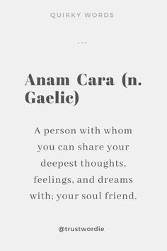 the words anam cara on gaetie are in black and white with an image of