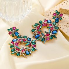 Material: Alloy Fashion Element: Flowers Style: INS Style Round Flower, Watch Necklace, Ring Bracelet, Flower Earrings, Earring Necklace, Colored Diamonds, Womens Watches, Mens Sunglasses, Blue Color