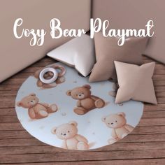 there is a teddy bear play mat on the floor