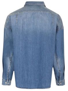 Get that perfect balance of sophisticated femininity and casual style with this denim shirt. Crafted from premium cotton denim, it boasts long sleeves, a classic collar design, and button closures through the front for an iconic silhouette. The unique details like contrast stitching and statement darts, along with its light blue hue, ensure effortless chic appeal that will instantly uplift any look. Wear yours with ankle boots or sneakers to complete the ensemble in contemporary fashion. Crafted Blue Denim Shirt, Collar Designs, Denim Details, Sweaters Knitwear, Denim Pant, Shirt Sale, Contemporary Fashion, Denim Shirt, Denim Top