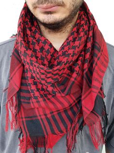 Shemagh Tactical Desert Scarf Army Keffiyeh Military Scarf,Head Wrap Headwrap Cover 100% cotton Military Red & Black Scarf Traditional Red Cotton Scarves, Traditional Red Cotton Scarf, Traditional Red Cotton Shawl, Military Scarf, Desert Scarf, Scarf Head Wrap, Scarf Head, Head Wrap Scarf, Street Smart