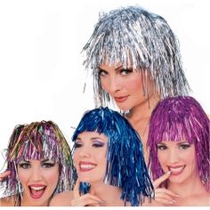 Tinsel Wig - Choose Your Color! Tinsel Wig, 80s Wig, Mermaid Wig, Peter And The Starcatcher, Medium Length Layers, Hair Tinsel, Wig Party, Fringe Bangs, Glamour Shots