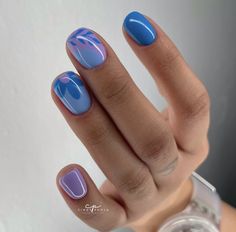 Early Summer Nails, Summer Blue Nails, Blue Nails Ideas, Nails Blue, Cute Gel Nails, Fire Nails, Summer Blue, Funky Nails