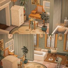 an aerial view of a living room and kitchen area in a doll house with furniture