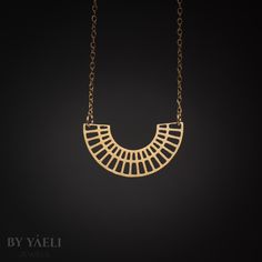 Geometric necklace -  half circle necklace featuring symmetrical and minimalist design. The ultimate everyday jewelry piece.     ★ Comes in our signature gift box, ready for gift giving.  ★ Available in Gold [gold-filled chain & gold plated brass pendant]  ★ Pendant size: 1.50"x0.90" . Thanks for shopping at ByYaeli♥  All images, texts & products are property of ByYaeli ©2018 Open Circle Necklace, Jewelry Design Studio, Circle Jewelry, Chevron Necklace, Triangle Necklace, Necklace Minimalist, Geometric Necklace, Half Circle, Unique Jewelry Designs