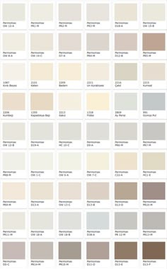 the different shades of paint that are used for walls and ceilings in various colors, including beige