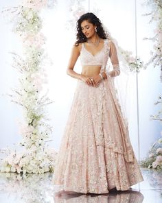 Pastel Pink Lehenga Bridesmaid, Pastel Lengha Bridesmaid, Pastel Pink Lengha, Pastel Lehenga Simple, Light Pink Lengha, Blush Pink Lengha, Pastel Lehenga Bridesmaid, Pastel Colour Lehenga, Modern Lehenga Designs Style