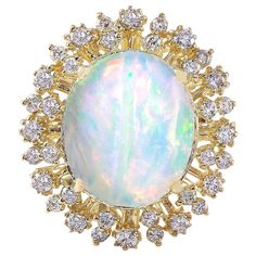 Opal Diamond Ring, Opal Band, Yellow Gold Diamond Ring, Gold Diamond Ring, La Face, Lovely Ring, Opal Stone, Oval Stone, Engagement Anniversary