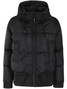 black water-repellent quilted front zip fastening drawstring fastening funnel neck long sleeves two side slit pockets drawstring hem Minimalist Men, Color Water, Wardrobe Edit, Black Puffer, Nylon Fabric, Field Jacket, Down Coat, Funnel Neck, Puffer Coat