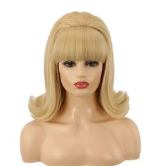 Category:Synthetic Wig; Gender:Women's; Wig Type:Cosplay Wig; Occasion:Daily Wear,Party / Evening,Vacation,Birthday,Christmas Gifts; Age Group:Adults; Color Shade:Blonde,White,Pink,Brown; Hair Material:Synthetic Hair; Cap Construction:Machine Made; Texture:Curly; Length:Short; Features:Soft,Easy to Carry,Fashion,Comfortable,Fluffy; Heat Resistant:Yes; Listing Date:01/16/2024; Cap Circumference:; Front to Back:; Nape of Neck:; Side to Side Across Forehead:; Side to Side Over Top:; Temple to Templ 60s Beehive, 70s Pinup, Bouffant Wig, Retro Bangs, Bad Wigs, Vintage Halloween Costume, Carnival Costume, Costume Women, Brown Wig