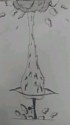 a drawing of a tree that is falling down