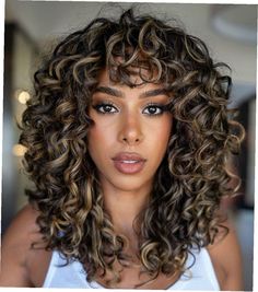 25 Vibrant Curly Hair Color Ideas for a Stunning Makeover Curly Balayage Hair, Curly Shag Haircut, Dark Curly Hair