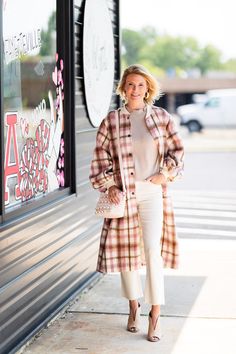 The Cameron coat adds a modern, feminine twist on the elemental bomber. Outfitted in a classic blush Plaid wool, this silhouette features exaggerated bishop sleeves, metal snap buttons, front patch pockets and classic rib trim. The perfect long coat to compliment your autumn ensemble. Our Model Kristi is 5’8 and wearing a XS. She normally wears XS, 26, or 0. Modern Feminine, Denim Jumpsuit, Wool Plaid, Winter Sale, Long Coat, Skirt Pants, Summer Sale, Sweater Top, Jumpsuit Romper