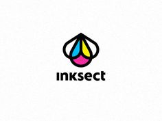 the inkect logo is shown in black and white, with colorful drops on it