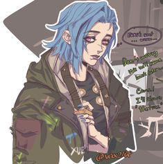 Arcane School Au, Jinx Arcane Short Hair, Arcane Powder Fan Art, Jinx Headcanons, Ekko Arcane Pfp, Arcane Ekko X Jinx Fanart, Jinx Fanart Arcane, Arcane Heimerdinger