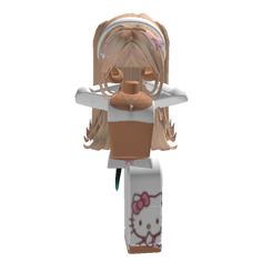 a lego hello kitty doll is standing with her hands on her hips and eyes closed