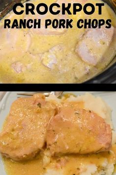 crockpot ranch pork chops with potatoes and gravy